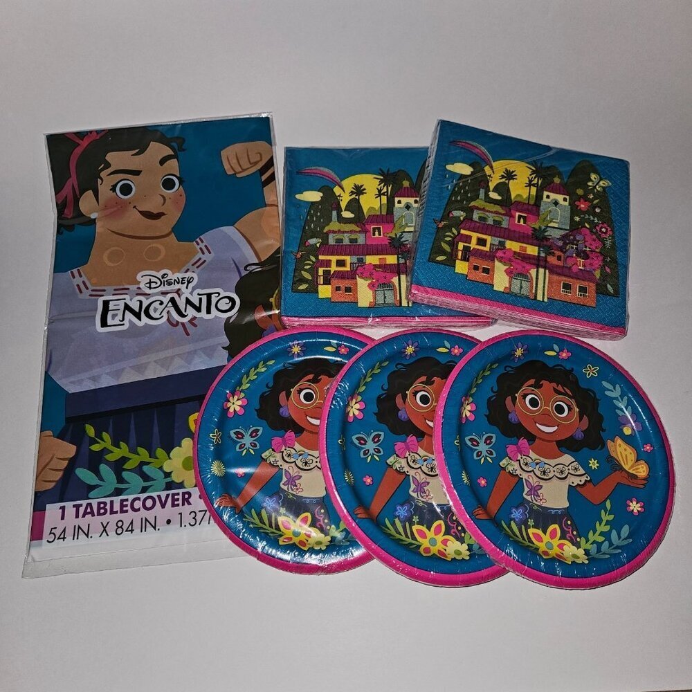 NEW Encanto Birthday Party Supplies Lot Disney Table Cover 2 Napkins 3 Plates